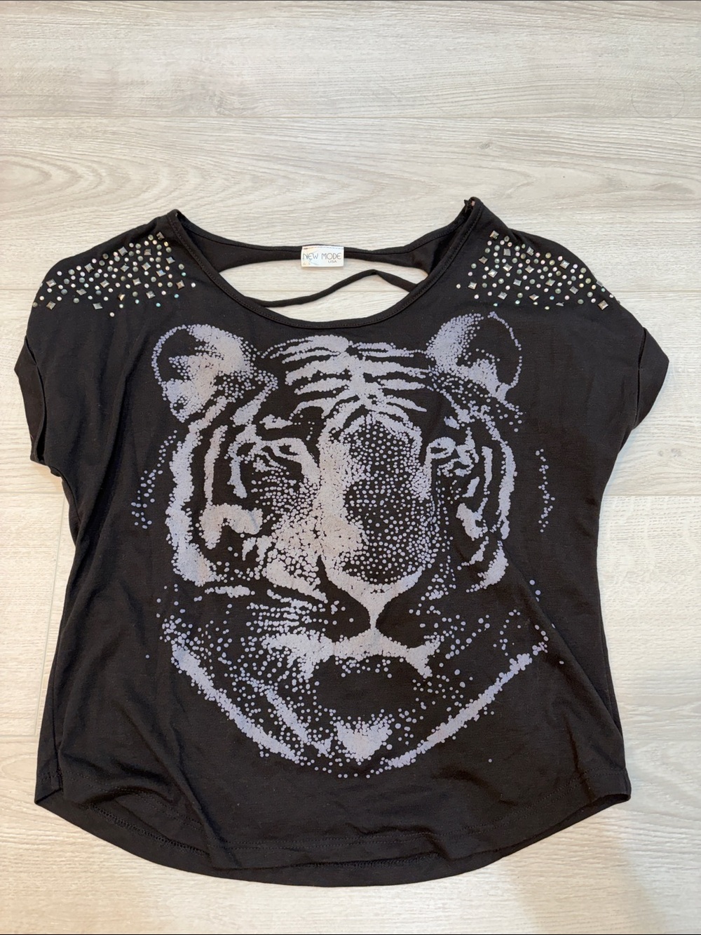 Black Tiger Studded Short Sleeve Tee